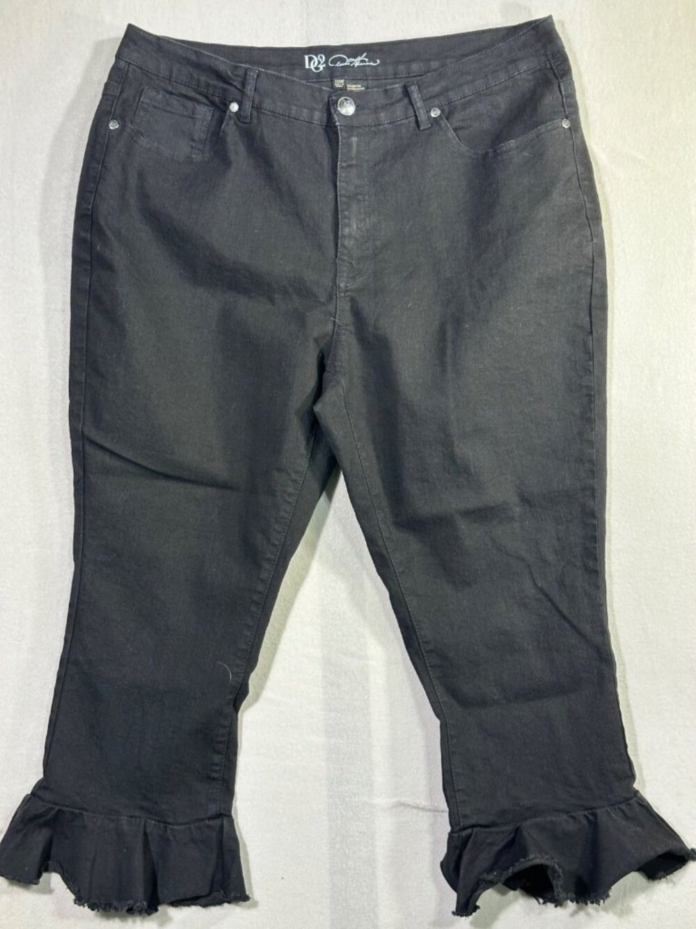 DG2 by Diane Gilman Size 18W BlackFringe Bottom Flare Stretch Jean